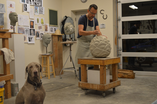 Charles A. Johnson in his studio